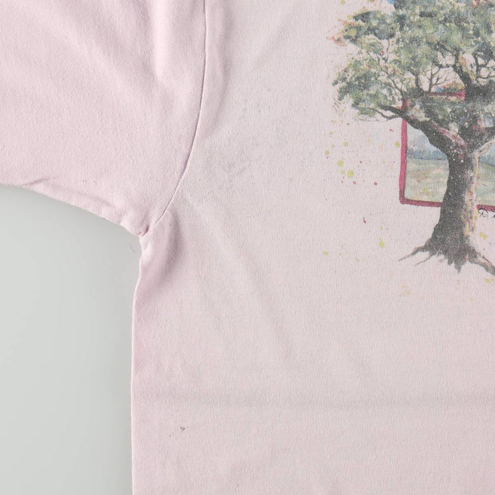 90'S Anvil Printed T-shirt, Made in USA, Men's L size, Vintage cotton pink type Vintage Second Hand