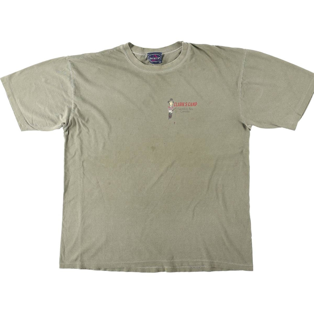 ~90'S SPORTOP Print T-Shirt, Made in Canada, Men's XL equivalent, Vintage cotton Khaki type Vintage Second Hand