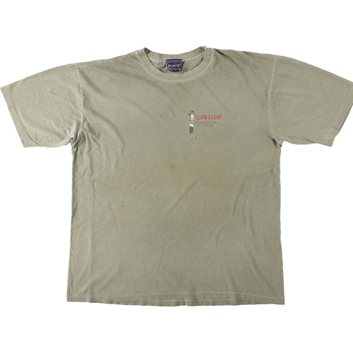 ~90'S SPORTOP Print T-Shirt, Made in Canada, Men's XL equivalent, Vintage cotton Khaki type Vintage Second Hand
