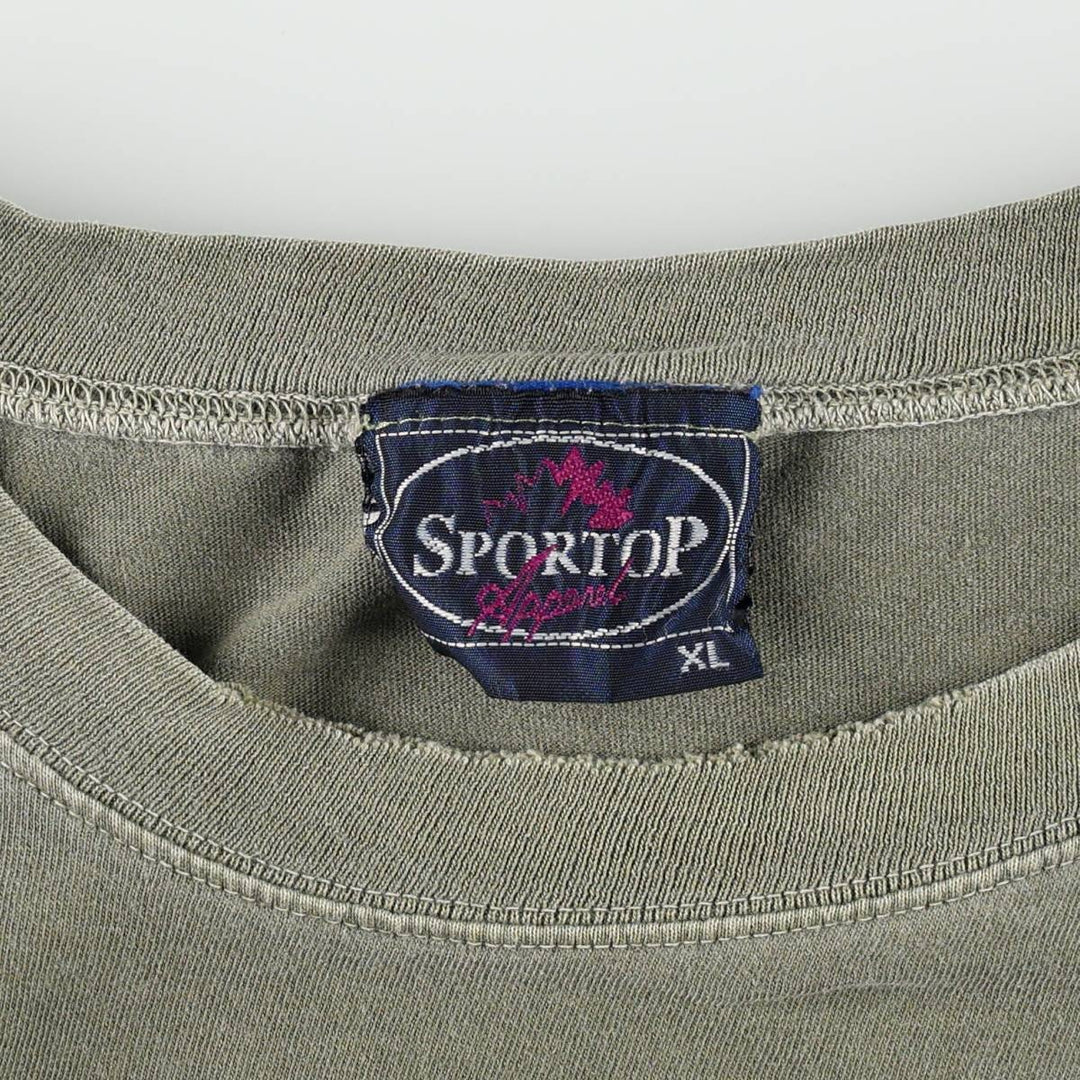 ~90'S SPORTOP Print T-Shirt, Made in Canada, Men's XL equivalent, Vintage cotton Khaki type Vintage Second Hand