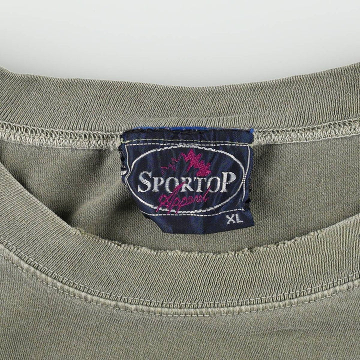 ~90'S SPORTOP Print T-Shirt, Made in Canada, Men's XL equivalent, Vintage cotton Khaki type Vintage Second Hand