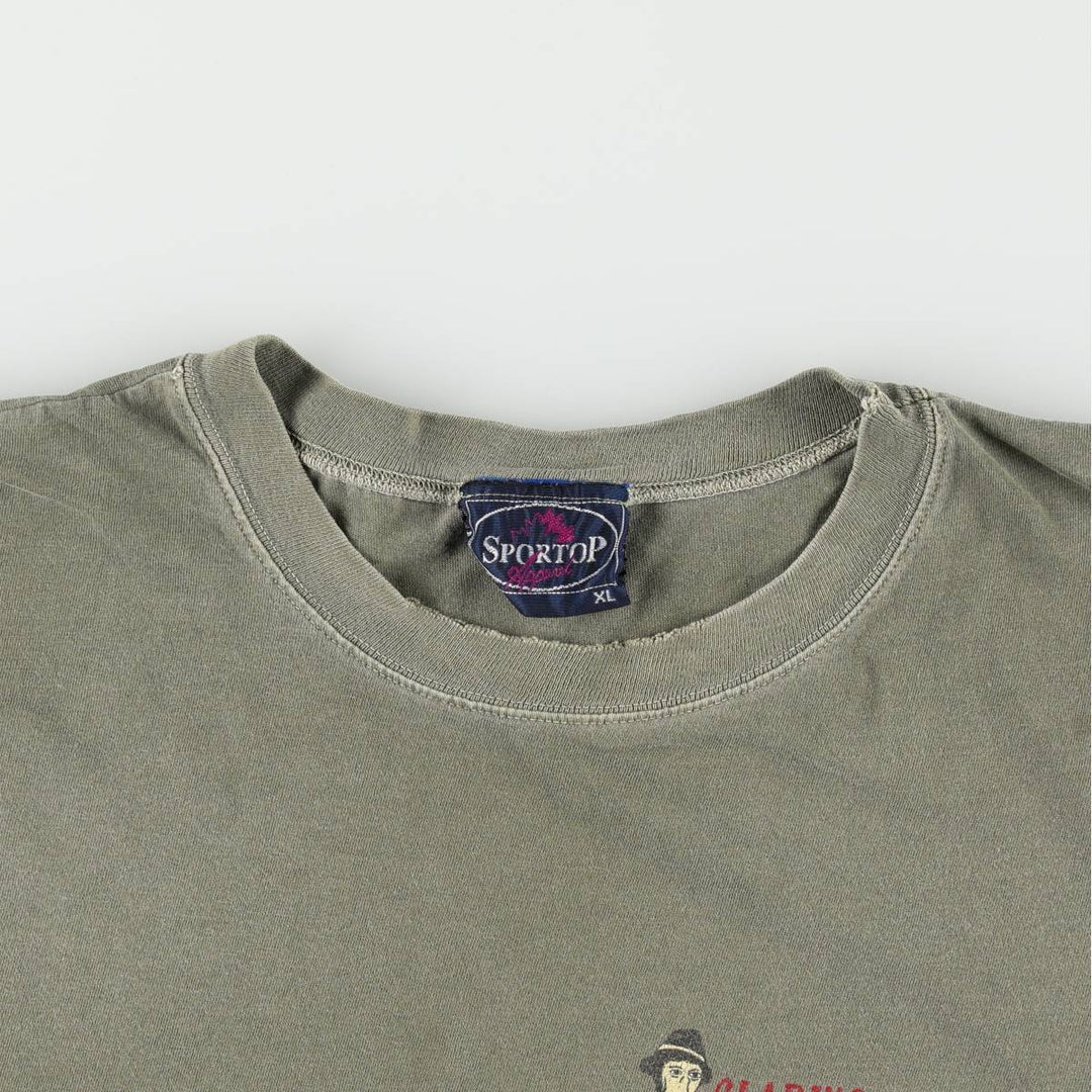 ~90'S SPORTOP Print T-Shirt, Made in Canada, Men's XL equivalent, Vintage cotton Khaki type Vintage Second Hand