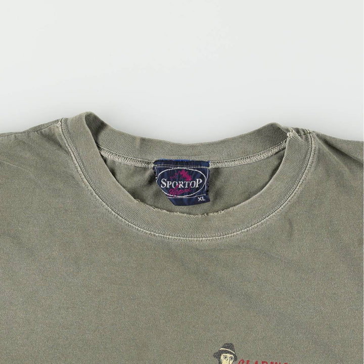 ~90'S SPORTOP Print T-Shirt, Made in Canada, Men's XL equivalent, Vintage cotton Khaki type Vintage Second Hand