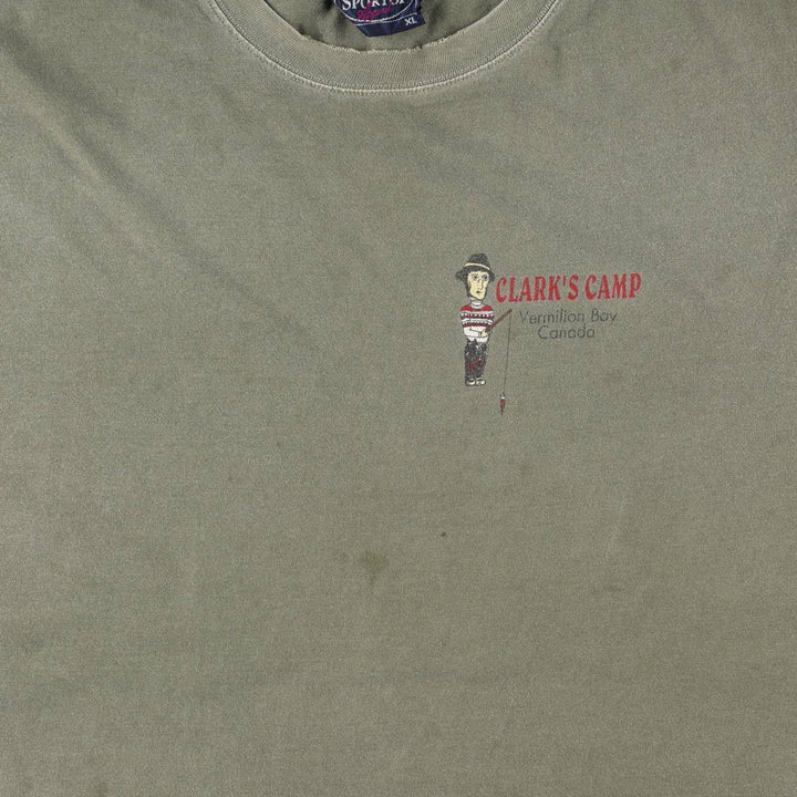 ~90'S SPORTOP Print T-Shirt, Made in Canada, Men's XL equivalent, Vintage cotton Khaki type Vintage Second Hand