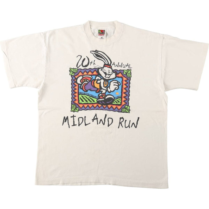 90'S Fruit of the Loom Heavy Cotton Print T-Shirt, Men's Size L (approx.), Vintage cotton white type Vintage Second Hand