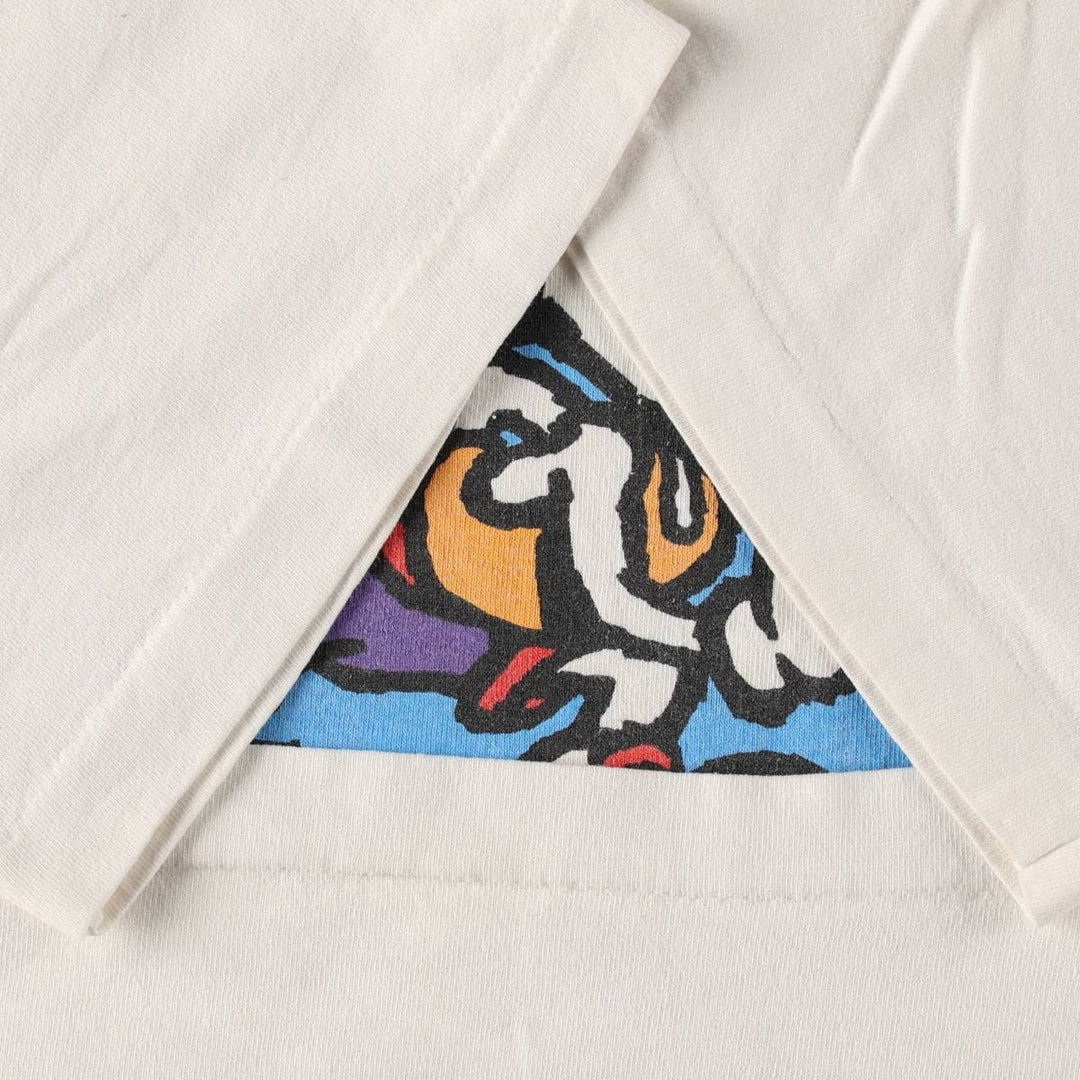 90'S Fruit of the Loom Heavy Cotton Print T-Shirt, Men's Size L (approx.), Vintage cotton white type Vintage Second Hand