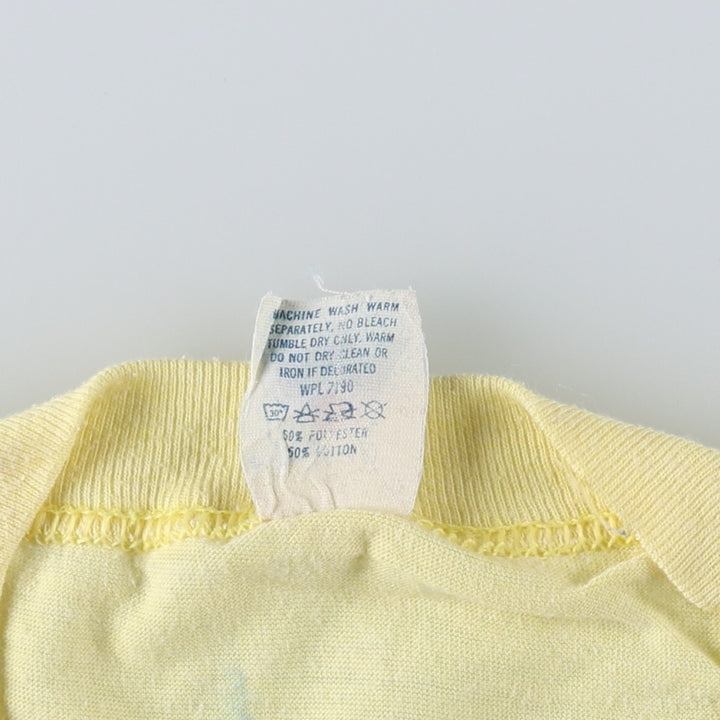 80'S Mason Print T-Shirt, Made in USA, Men's XL equivalent, Vintage cotton yellow type Vintage Second Hand