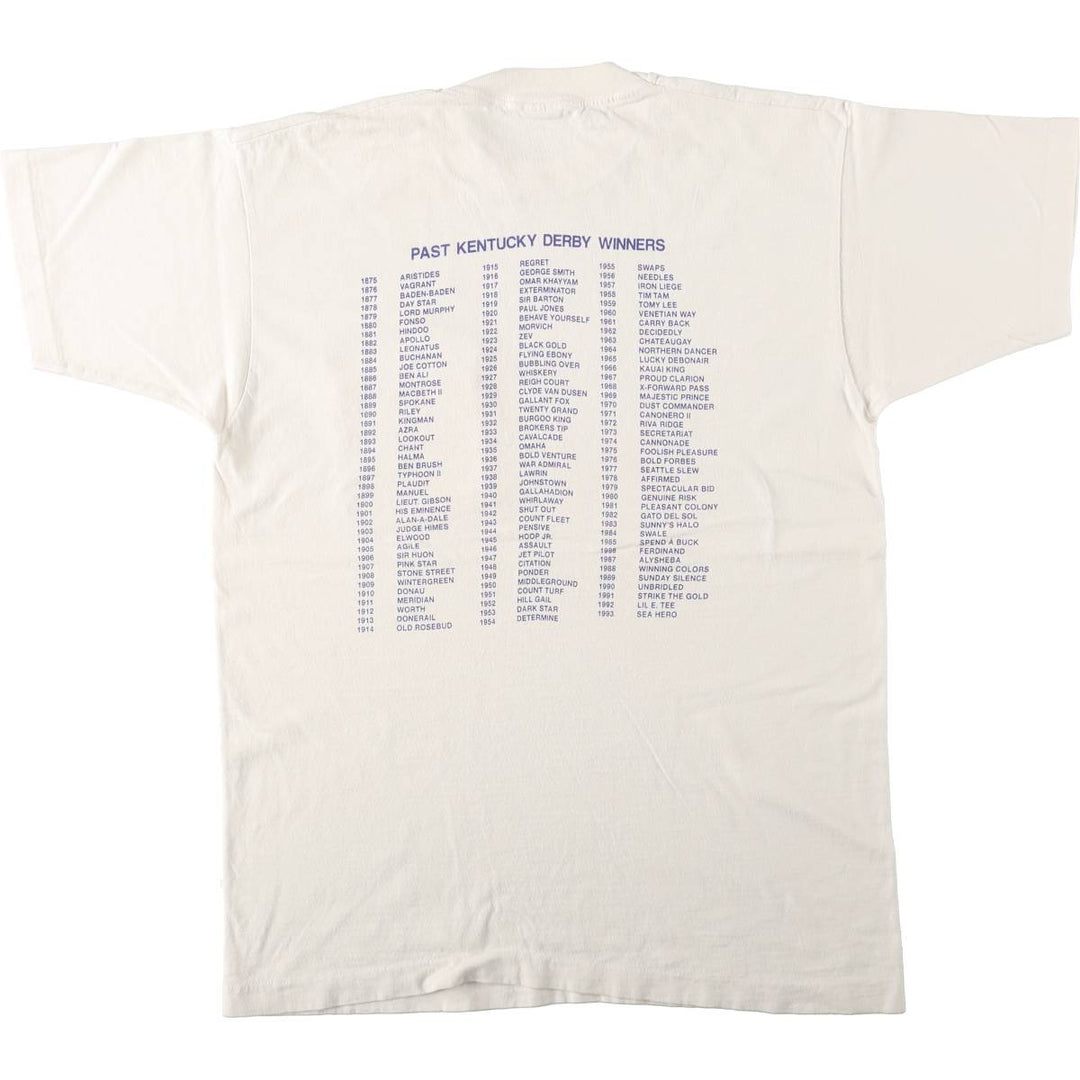 1990'S Fruit of the Loom Kentucky Derby 120 (USA-made, Men's Size L equivalent) Vintage cotton white type Vintage Second Hand