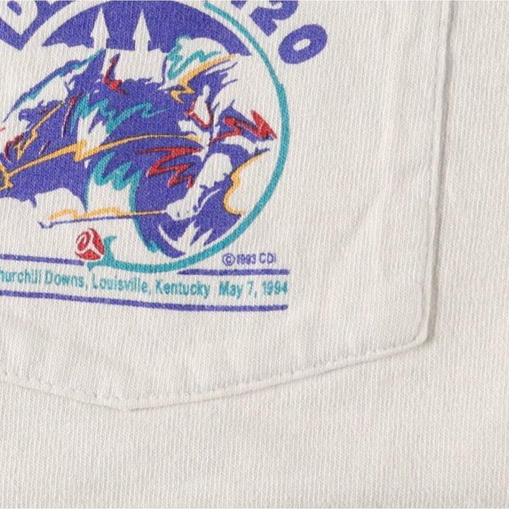 1990'S Fruit of the Loom Kentucky Derby 120 (USA-made, Men's Size L equivalent) Vintage cotton white type Vintage Second Hand