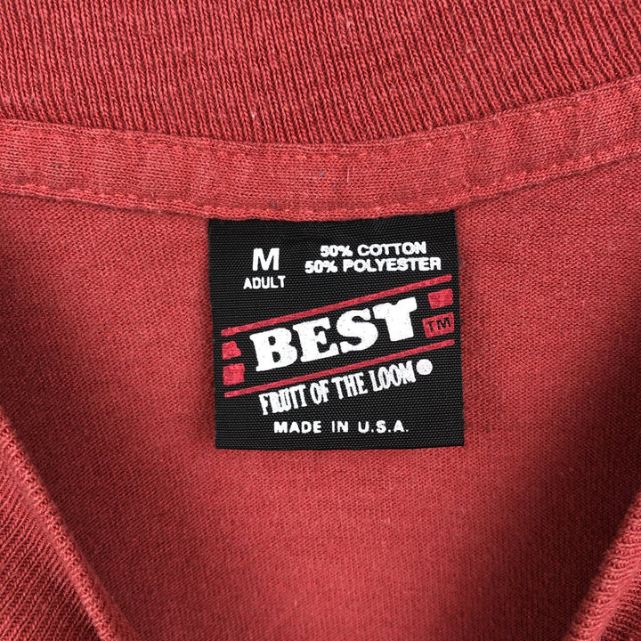 90'S Fruit of the Loom Best Print T-Shirt, Made in USA, Men's Size M (approx.), Vintage cotton red type Vintage Second Hand