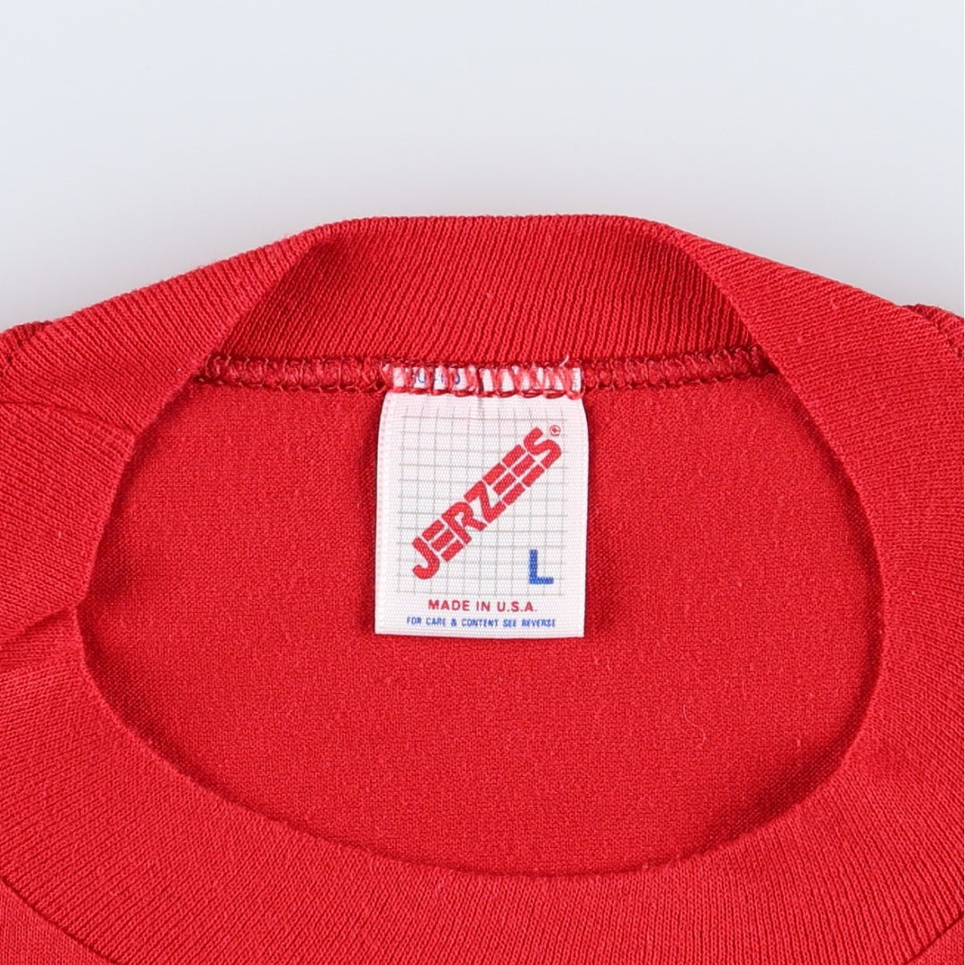 Vintage 80'S Jerseys Printed T-shirt, Made in USA, Men's L cotton red type Vintage Second Hand