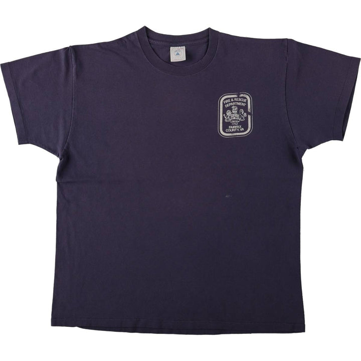 Delta Print T-Shirt, Made in USA, Men's Size L (approx.) cotton navy blue type Vintage Second Hand