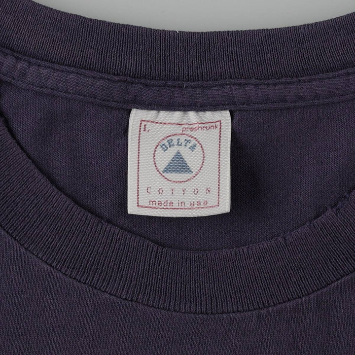 Delta Print T-Shirt, Made in USA, Men's Size L (approx.) cotton navy blue type Vintage Second Hand
