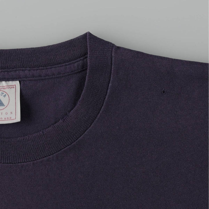 Delta Print T-Shirt, Made in USA, Men's Size L (approx.) cotton navy blue type Vintage Second Hand