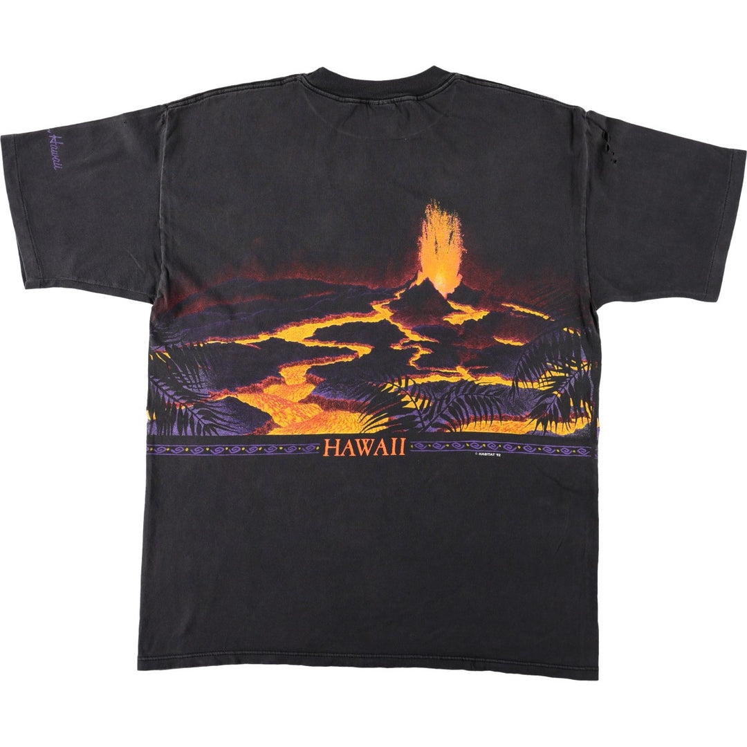 90'S HLMILLER Print T-Shirt, Made in USA, Men's XL equivalent, Vintage cotton black type Vintage Second Hand