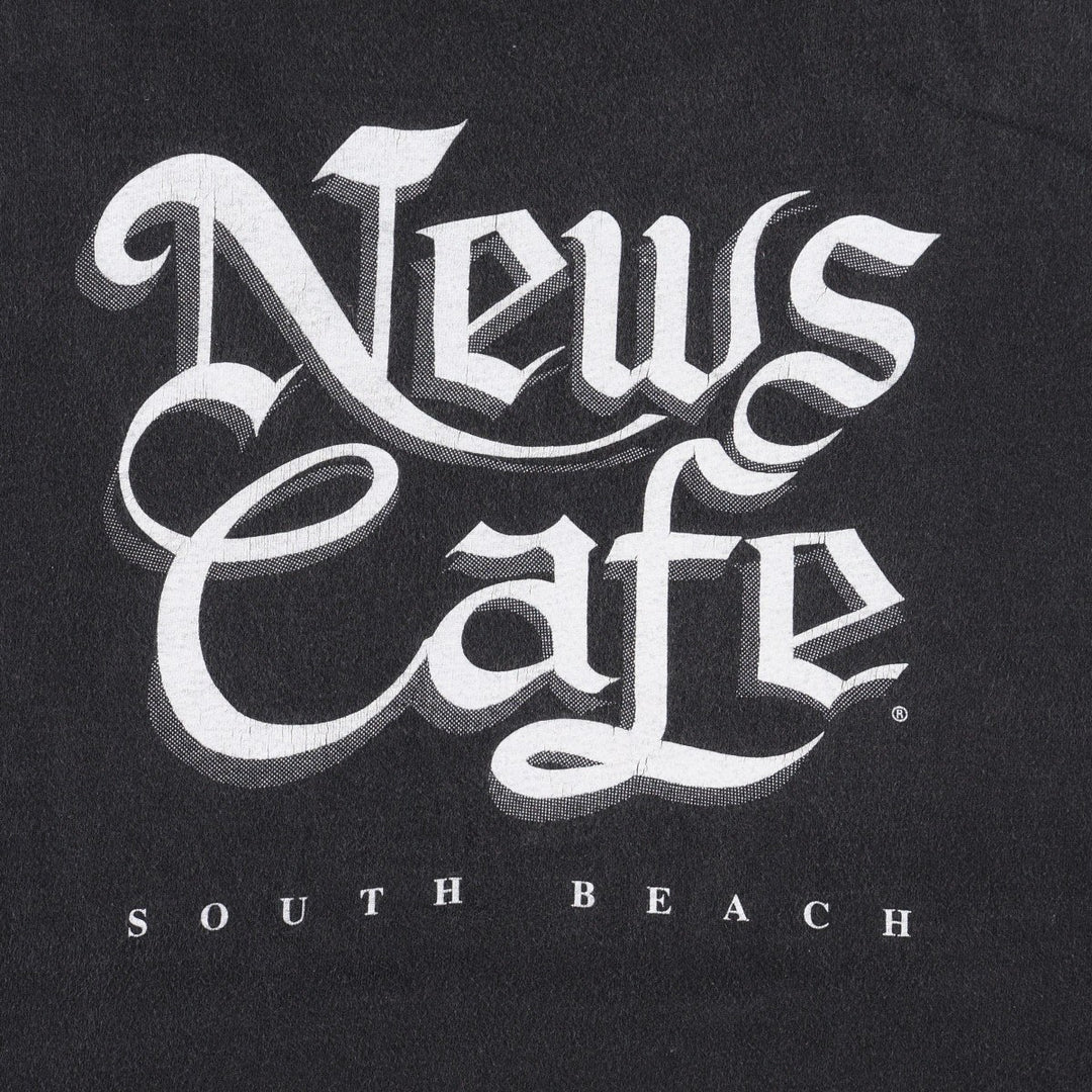 90s-00'S Hanes News Cafe advertising T-shirt, men's size XXL (approx.) cotton black type Vintage Second Hand