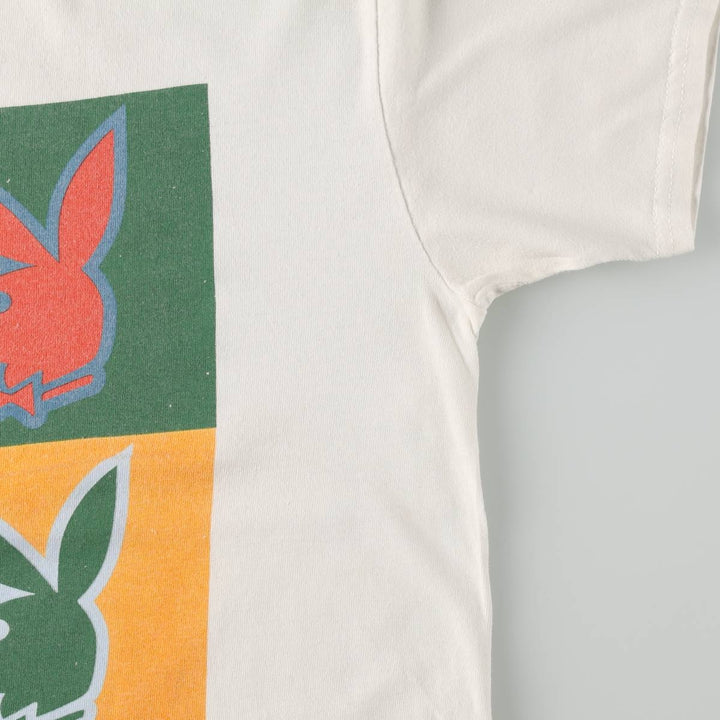 PLAYBOY printed T-shirt, men's size M (equivalent to size M) cotton white type Vintage Second Hand