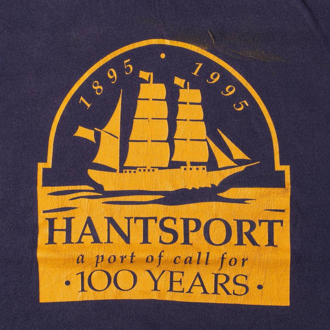 Vintage 90'S Fruit of the Loom print T-shirt, Made in Canada, Men's Size Large cotton navy blue type Vintage Second Hand