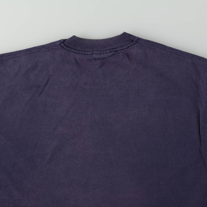 Vintage 90'S Fruit of the Loom print T-shirt, Made in Canada, Men's Size Large cotton navy blue type Vintage Second Hand