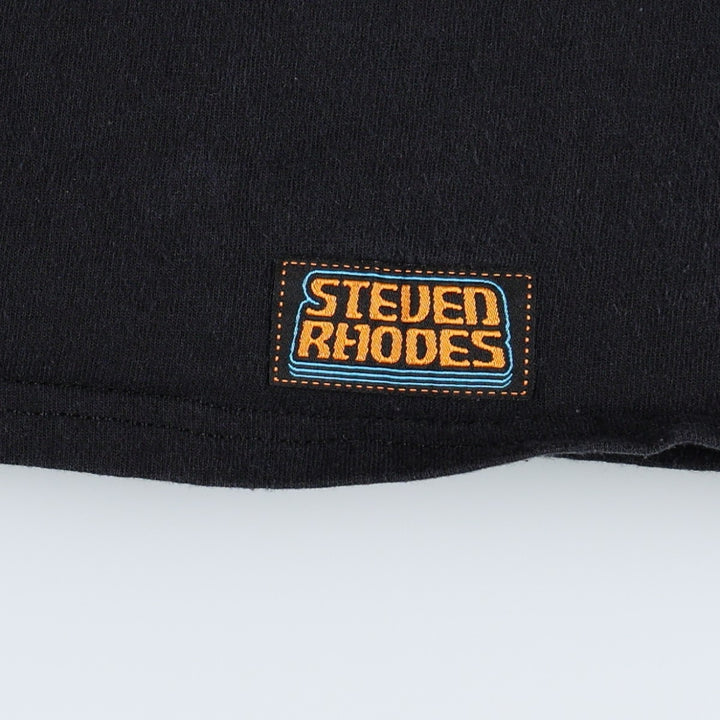 Steven Rhodes Animal Pattern Skull Pattern Print T-Shirt, Men's XL (approx.), Vintage cotton black type Vintage Second Hand