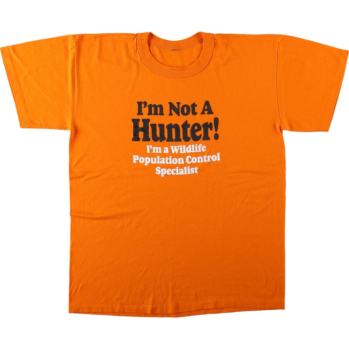 Message printed T-shirt for men (XL size) unclear orange type Vintage Second Hand