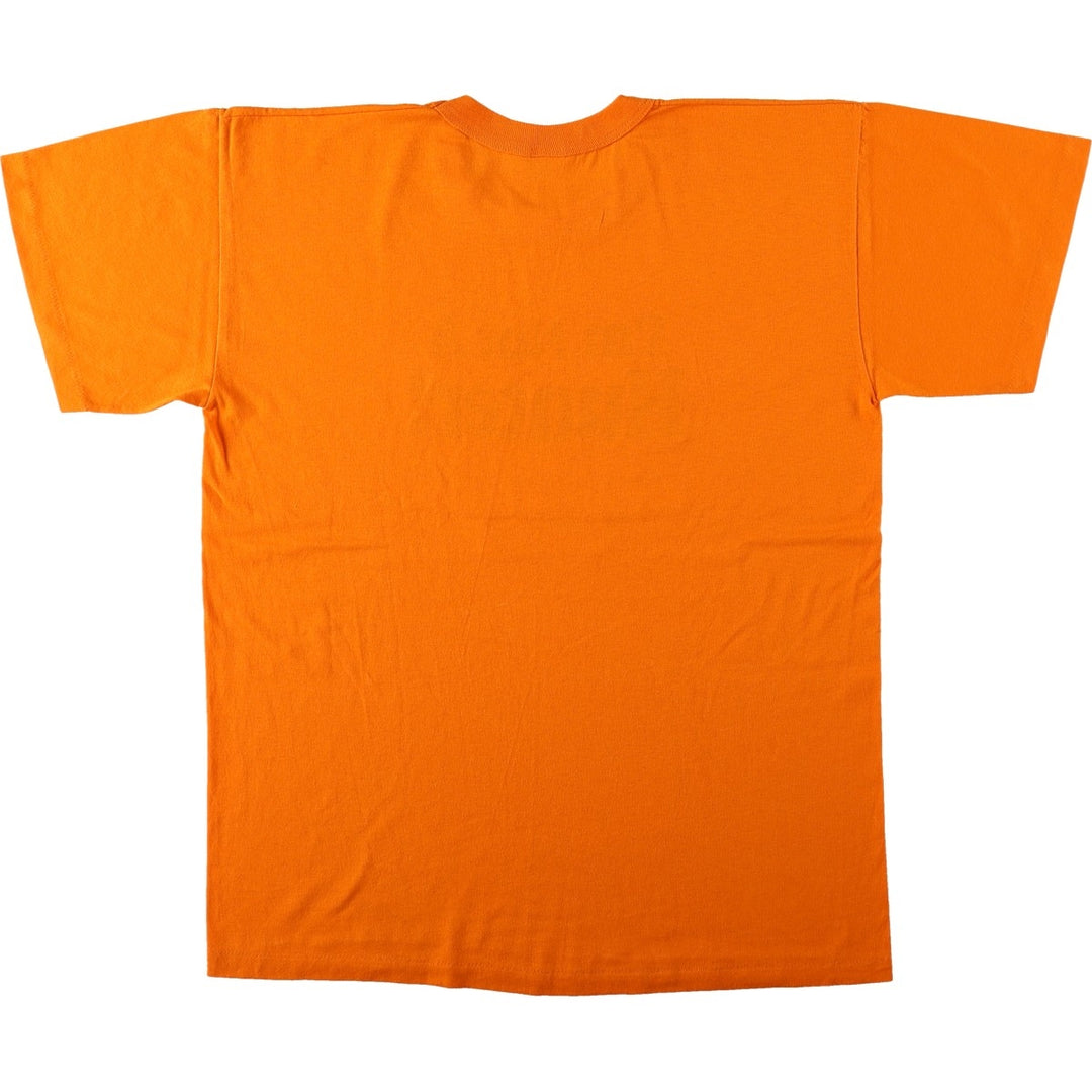 Message printed T-shirt for men (XL size) unclear orange type Vintage Second Hand