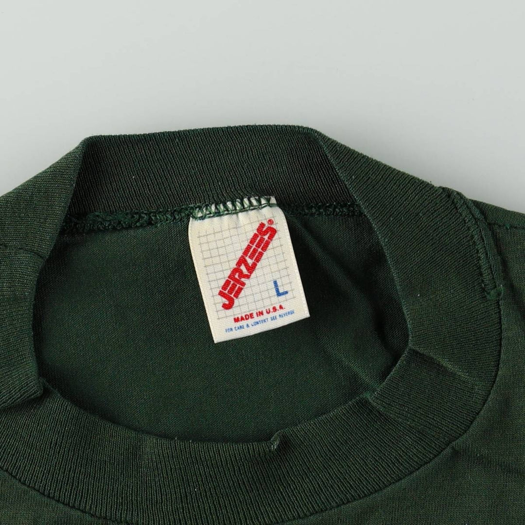 Vintage 80s-90'S Jerzees printed T-shirt, Made in USA, Men's Size L cotton Green type dark green Vintage Second Hand