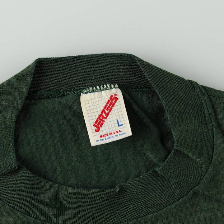 Vintage 80s-90'S Jerzees printed T-shirt, Made in USA, Men's Size L cotton Green type dark green Vintage Second Hand
