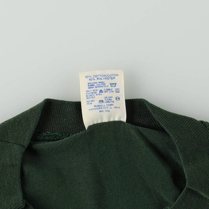 Vintage 80s-90'S Jerzees printed T-shirt, Made in USA, Men's Size L cotton Green type dark green Vintage Second Hand