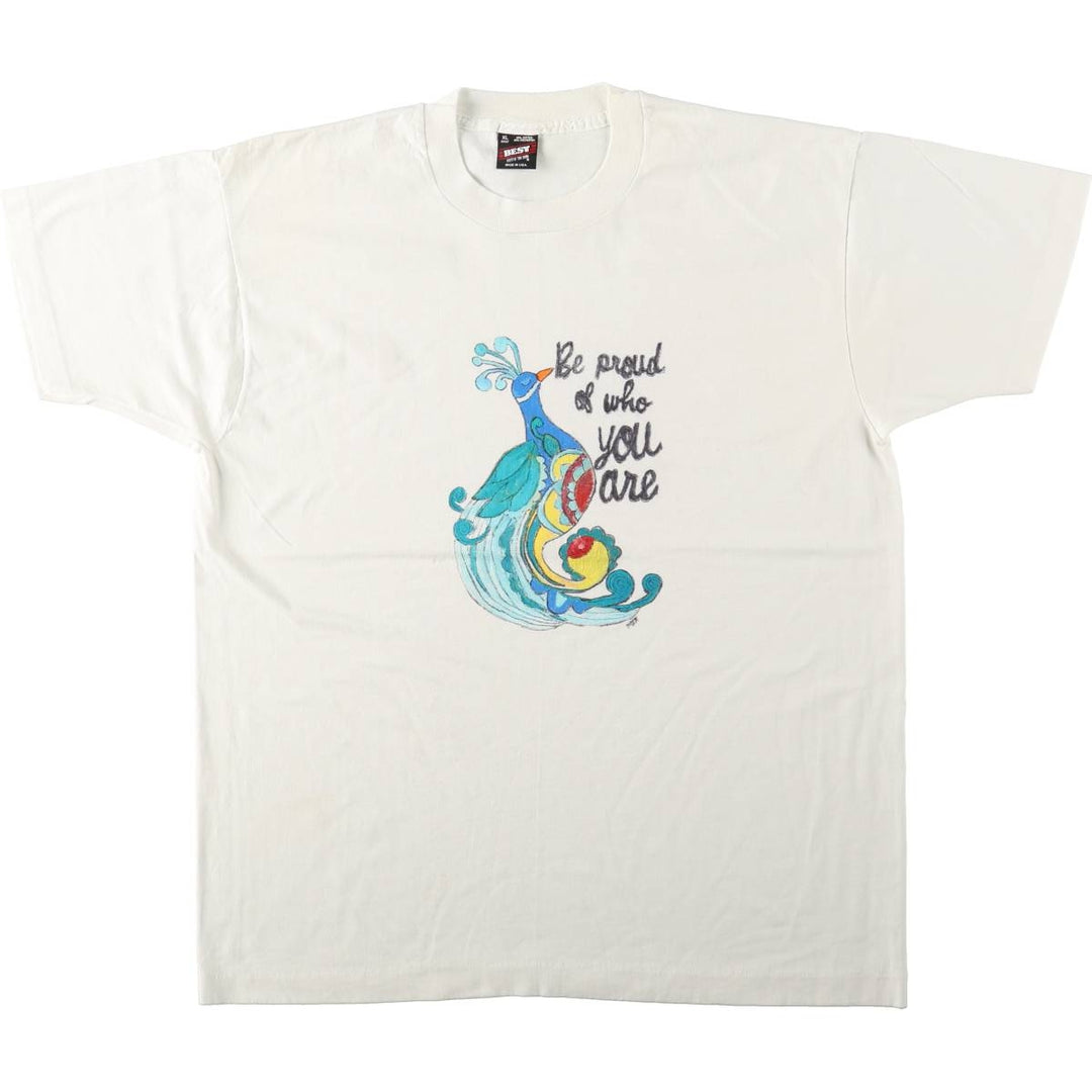 90'S Fruit of the Loom Best Message Print T-Shirt Made in USA Men's XL Vintage cotton white type Vintage Second Hand