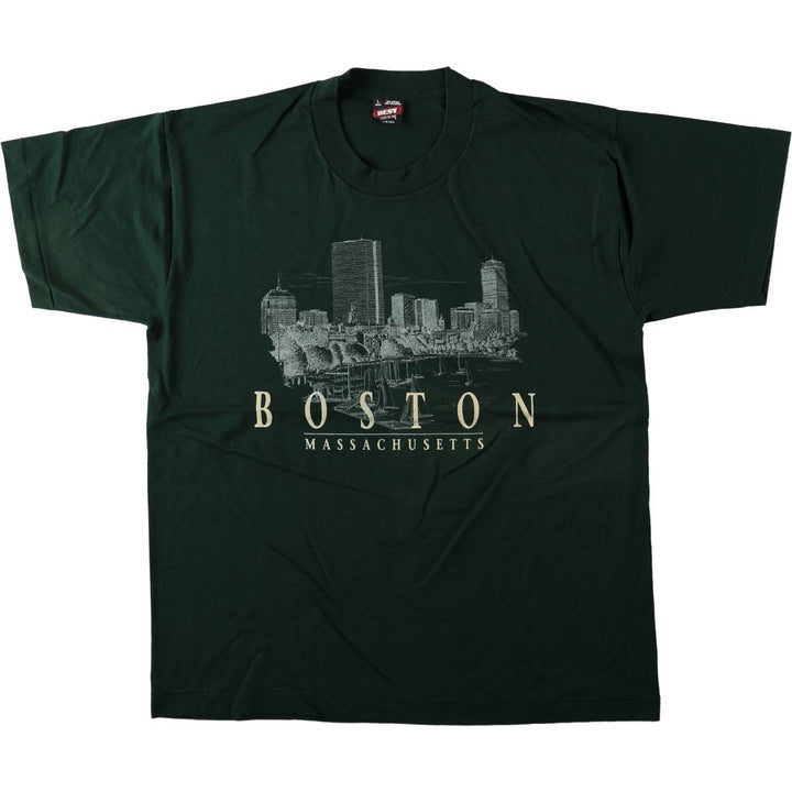 90'S Fruit of the Loom Best Printed T-shirt, Made in USA, Men's L size, Vintage cotton Green type dark green Vintage Second Hand