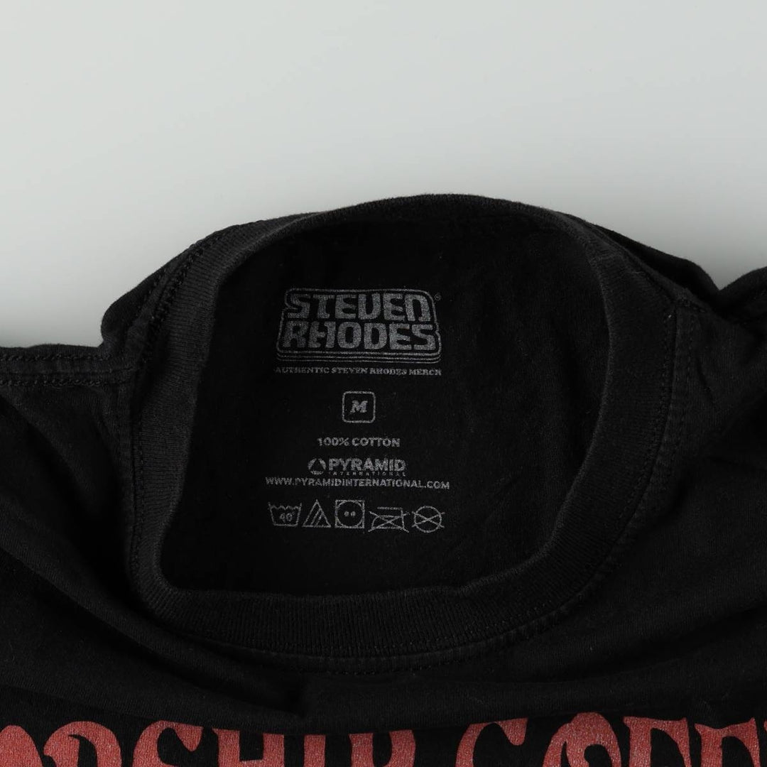 STEVED RHODES Printed T-Shirt, Men's Size M cotton black type Vintage Second Hand