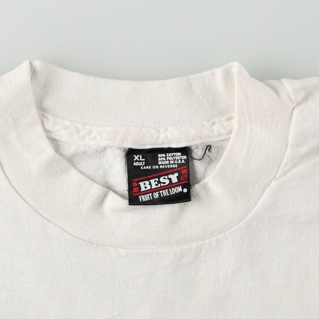90'S Fruit of the Loom Best Printed T-shirt, Made in USA, Men's XL, Vintage cotton white type Vintage Second Hand