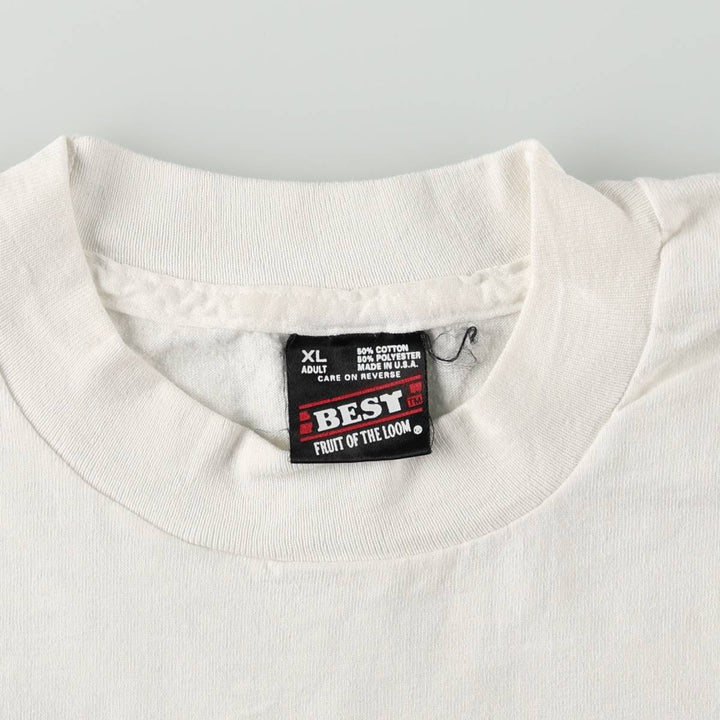 90'S Fruit of the Loom Best Printed T-shirt, Made in USA, Men's XL, Vintage cotton white type Vintage Second Hand