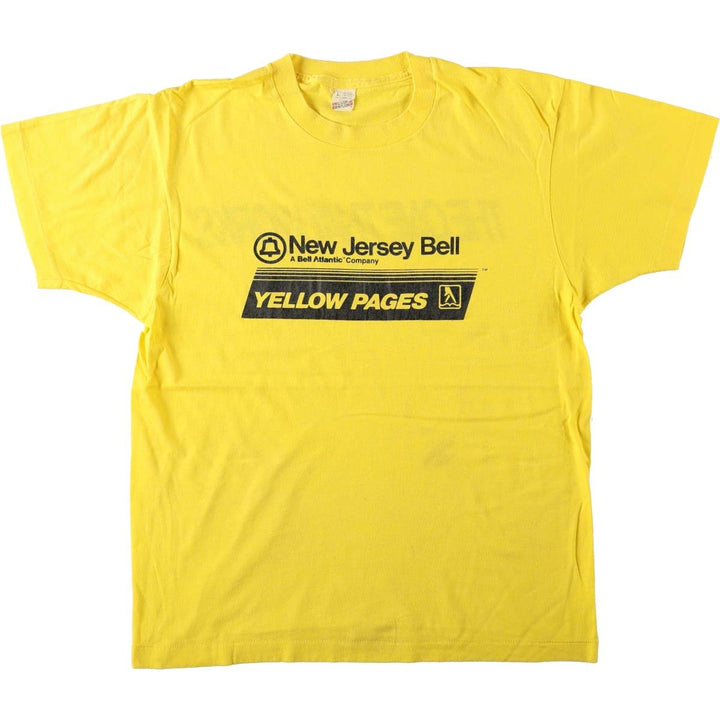 80'S Screen Stars advertising print T-shirt, Made in USA, Men's size L equivalent, Vintage cotton yellow type Vintage Second Hand