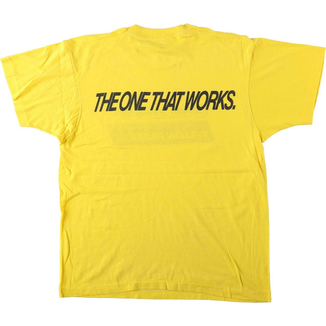 80'S Screen Stars advertising print T-shirt, Made in USA, Men's size L equivalent, Vintage cotton yellow type Vintage Second Hand
