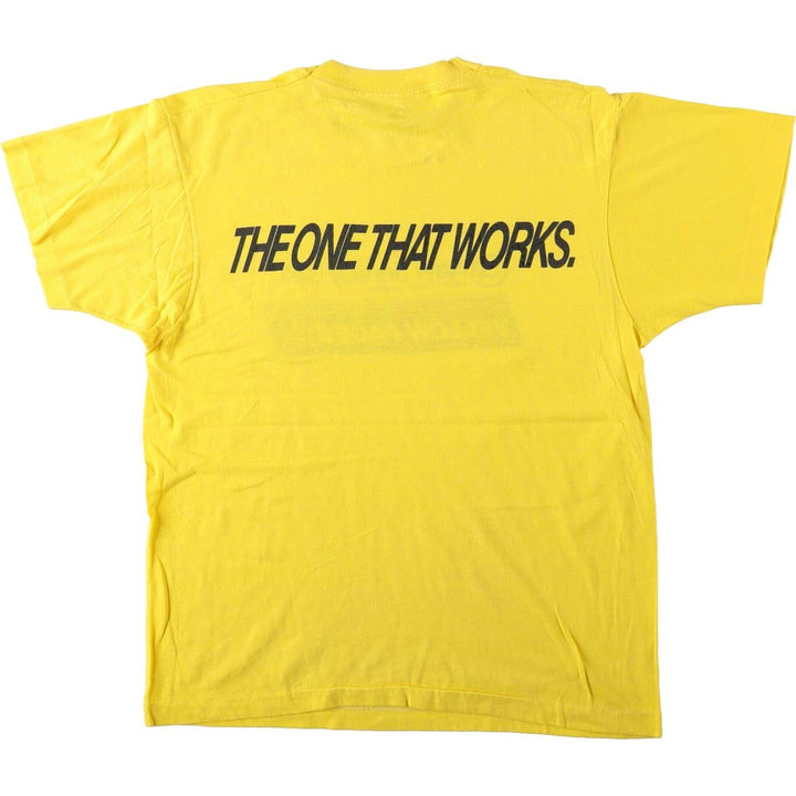 80'S Screen Stars advertising print T-shirt, Made in USA, Men's size L equivalent, Vintage cotton yellow type Vintage Second Hand
