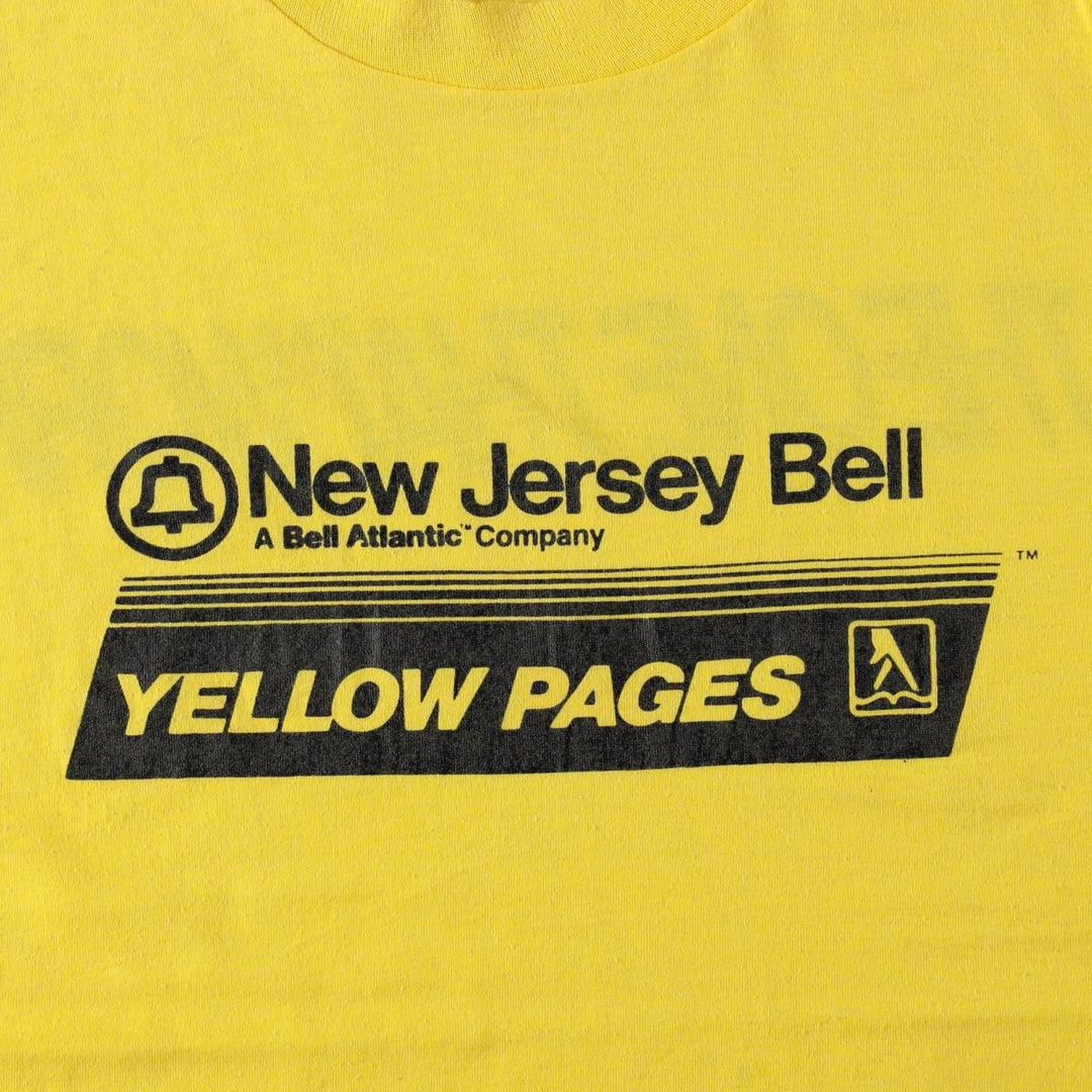 80'S Screen Stars advertising print T-shirt, Made in USA, Men's size L equivalent, Vintage cotton yellow type Vintage Second Hand