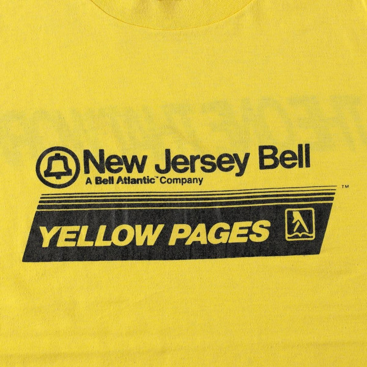 80'S Screen Stars advertising print T-shirt, Made in USA, Men's size L equivalent, Vintage cotton yellow type Vintage Second Hand