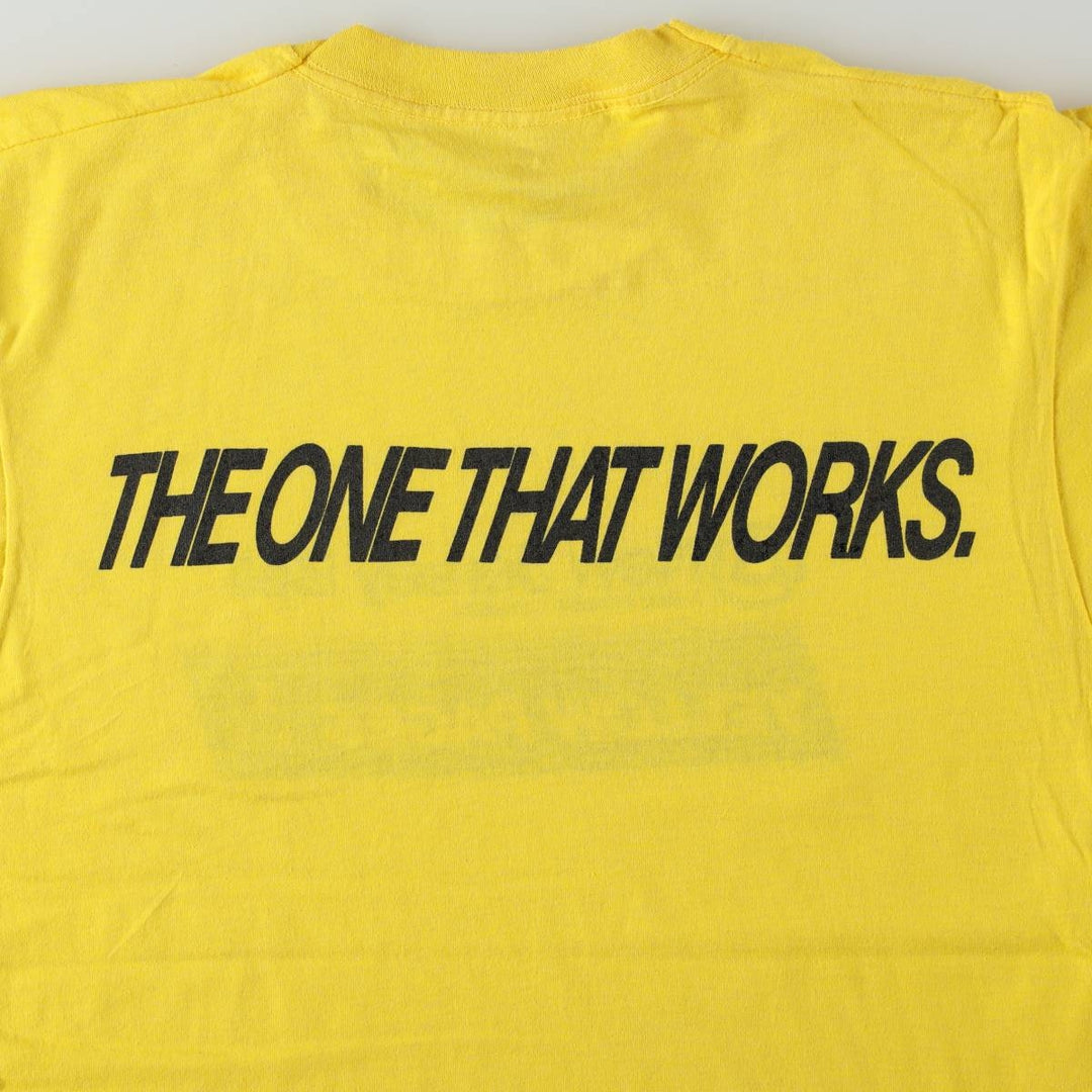 80'S Screen Stars advertising print T-shirt, Made in USA, Men's size L equivalent, Vintage cotton yellow type Vintage Second Hand