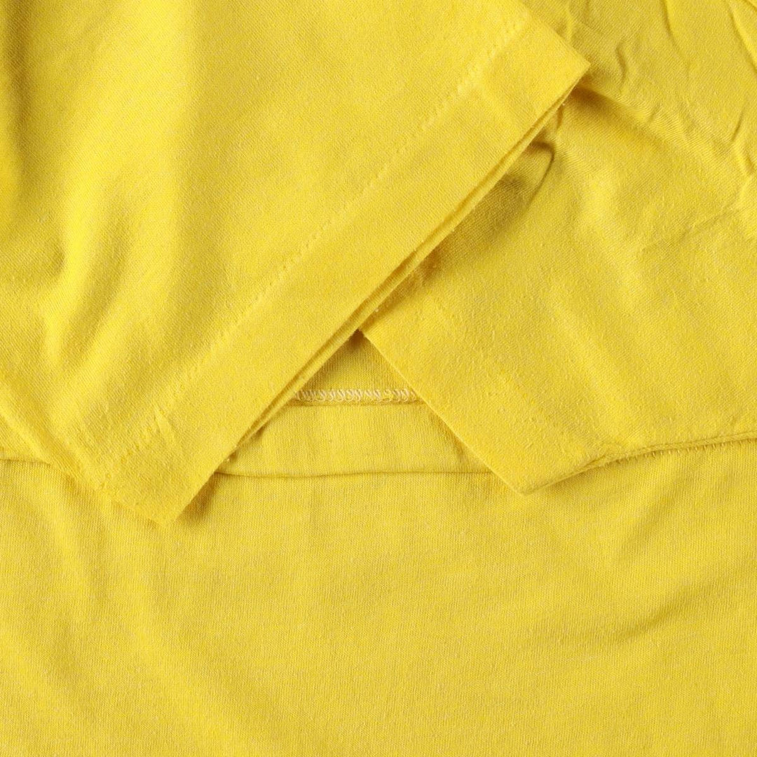 80'S Screen Stars advertising print T-shirt, Made in USA, Men's size L equivalent, Vintage cotton yellow type Vintage Second Hand