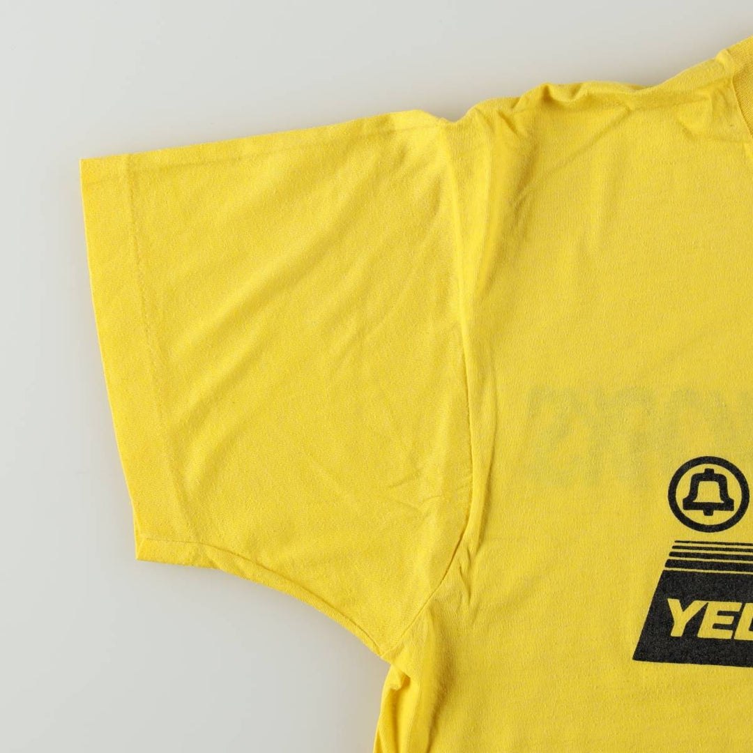 80'S Screen Stars advertising print T-shirt, Made in USA, Men's size L equivalent, Vintage cotton yellow type Vintage Second Hand