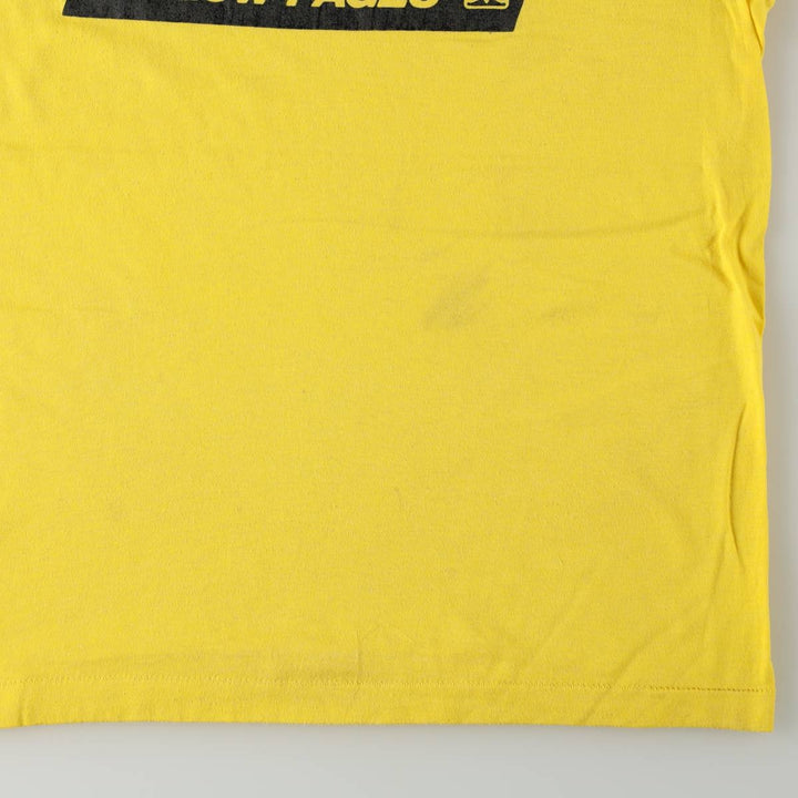 80'S Screen Stars advertising print T-shirt, Made in USA, Men's size L equivalent, Vintage cotton yellow type Vintage Second Hand