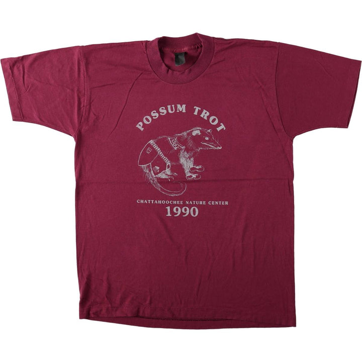 ~90'S Vintage Printed T-shirt, Men's M size unclear Red type red-purple Vintage Second Hand