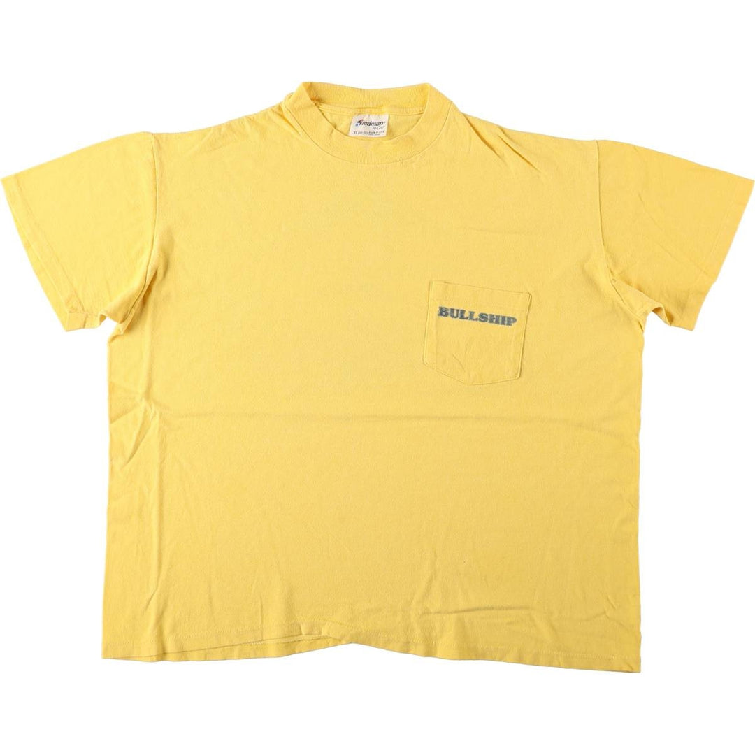80'S Stedman HI CRU Print T-Shirt, Made in USA, Men's XL equivalent, Vintage cotton yellow type Vintage Second Hand