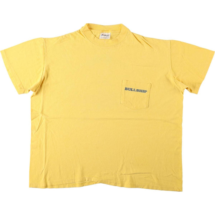 80'S Stedman HI CRU Print T-Shirt, Made in USA, Men's XL equivalent, Vintage cotton yellow type Vintage Second Hand