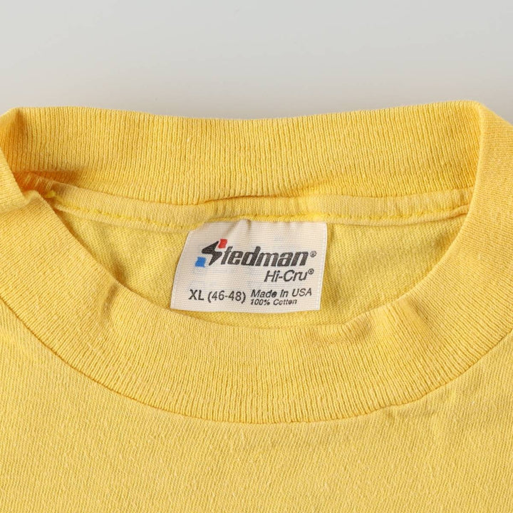 80'S Stedman HI CRU Print T-Shirt, Made in USA, Men's XL equivalent, Vintage cotton yellow type Vintage Second Hand