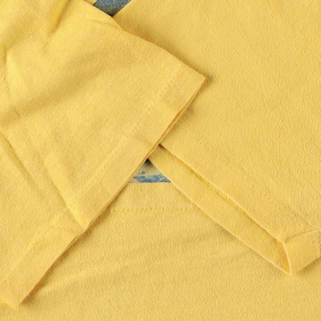 80'S Stedman HI CRU Print T-Shirt, Made in USA, Men's XL equivalent, Vintage cotton yellow type Vintage Second Hand