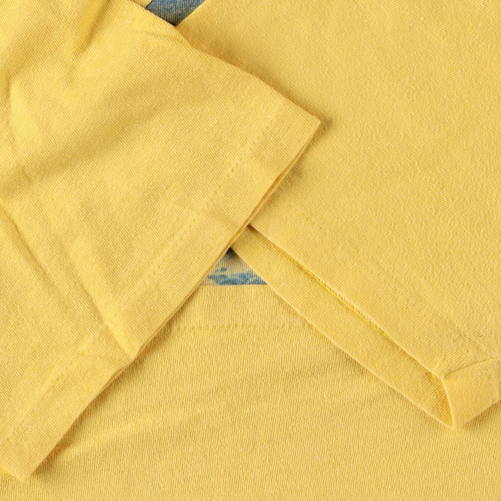 80'S Stedman HI CRU Print T-Shirt, Made in USA, Men's XL equivalent, Vintage cotton yellow type Vintage Second Hand