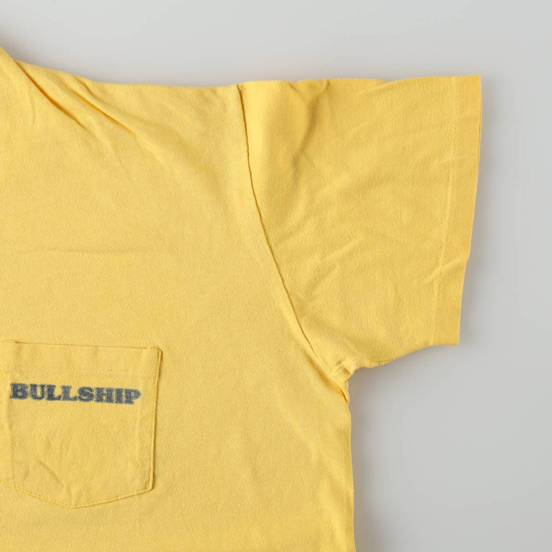 80'S Stedman HI CRU Print T-Shirt, Made in USA, Men's XL equivalent, Vintage cotton yellow type Vintage Second Hand
